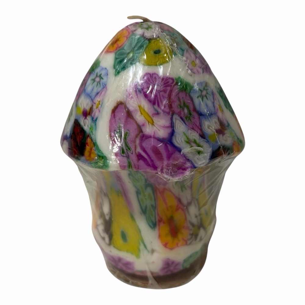 colorful mushroom candle Flowers 4.5"‎ Inch Tall Funky 70s Vibes